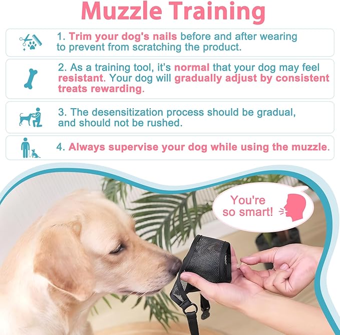 LUCKYPAW Dog Muzzle, Mesh Muzzle for Large Medium Small Dogs, Soft Mouth Guard for Biting Chewing, Breathable Mouth Guard with Adjustable Strap for Training(Black, L(Snout:9.75"-11"))