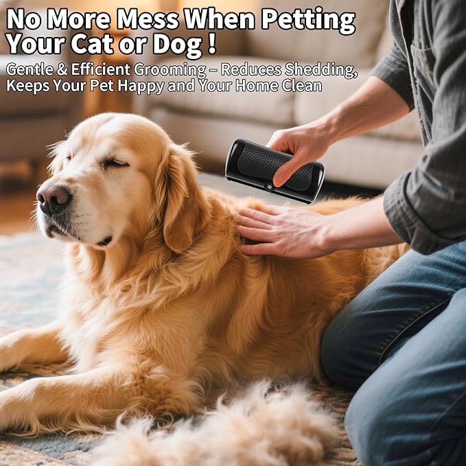 Deshedding Dog Brush - Pet Grooming Tool for Dogs & Cats, Removes Loose Hair on Short & Long Coats, Easy to Clean