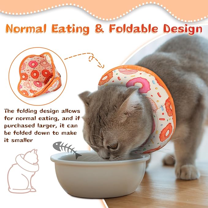 Cat Cone Collar Soft for Wound Healing, Foldable Neck Recovery Cone Anti Licking, Small Adjustable Surgery Cat Head Cone Alternative for Kittens(Size: L)