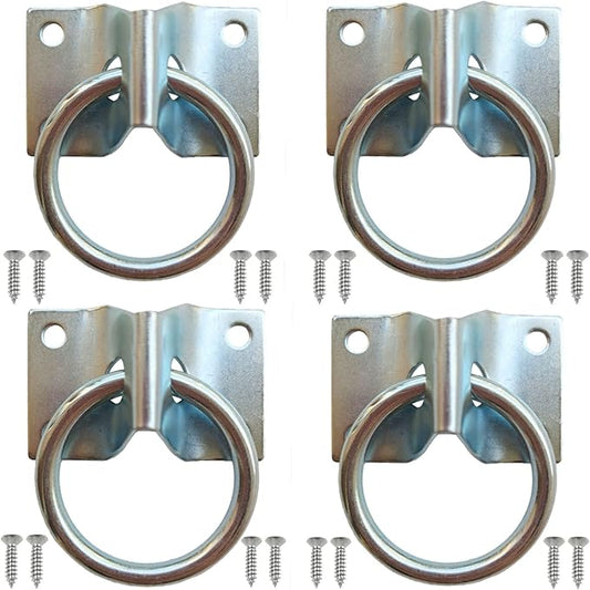 Cross Tie Ring for Horses, Block Tie Ring for Horse Stall/Stable, Tie Down Horse Barn Supplies (4 Pack)