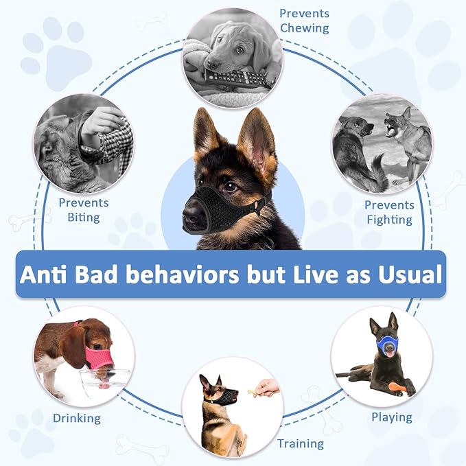 LUCKYPAW Soft Muzzle for Medium Large Sized Dogs Labrador German Shepherds, Dog Muzzle to Prevent Biting Chewing, Adjustable Mouth Guard for Grooming Walking Training(Black, L)