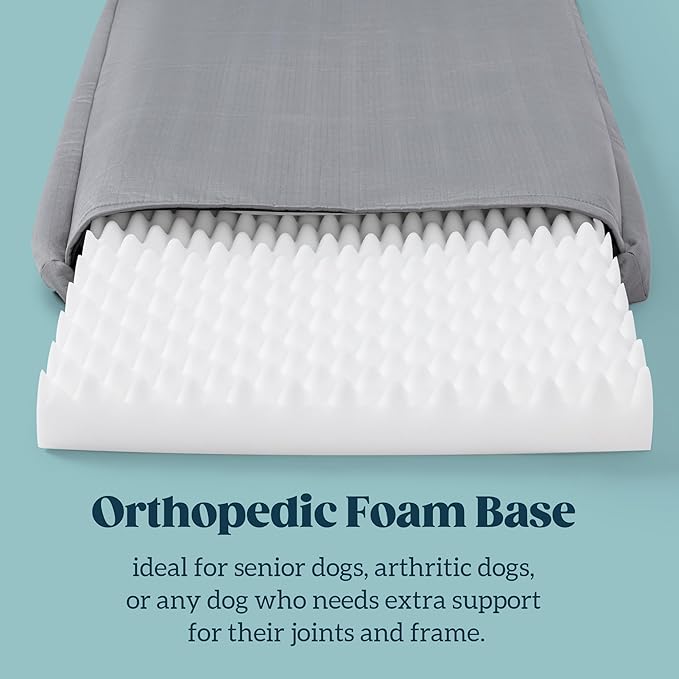 Cybarmour Indestructible Dog Bed - Outdoor Waterproof Chew Proof Dog Crate Pad - Orthopedic Kennel Mat for Aggressive Chewers - Large Breeds & Fits 36-Inch Crate - 35"x22", Limestone