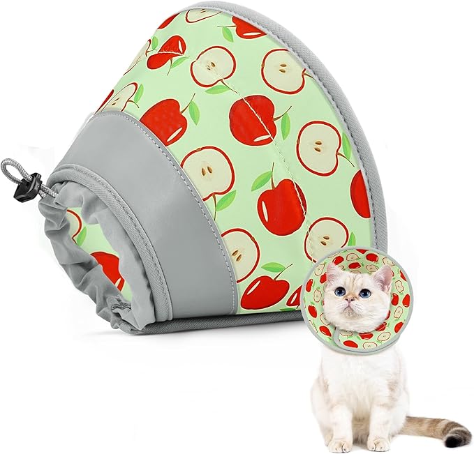 Cat Cone Collar Soft to Stop Licking, Adjustable, Foldable Lightweight Kitten Cones After Surgery Recovery for Cats & Kittens, Cat Cone Alternative (AppleRed, L)
