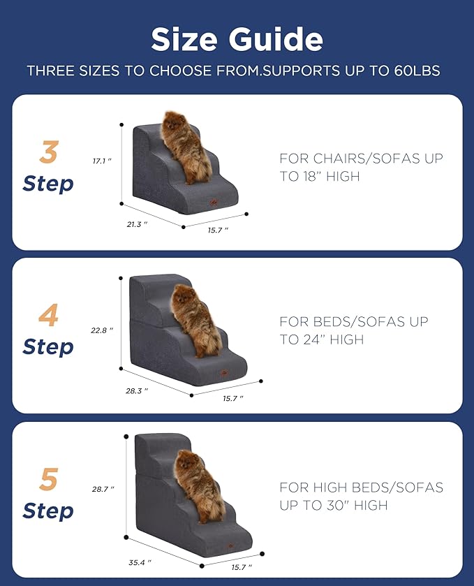 Beige Curved Dog Stairs Ramp for High Beds 28.7" H, 5-Step Dog Steps for Small Dogs and Cats, Pet Stairs for High Bed Climbing, Non-Slip Balanced Pet Step