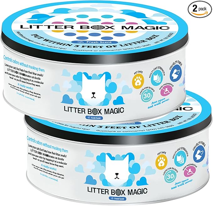 Cat Litter Deodorizer Jar (Fresh Scent, 16 Oz, Pack of 2) - Cat Litter Odor Absorber Gel In A Jar - Litter Box Pet Air Freshener - Litter Odor Eliminator to Freshen Air