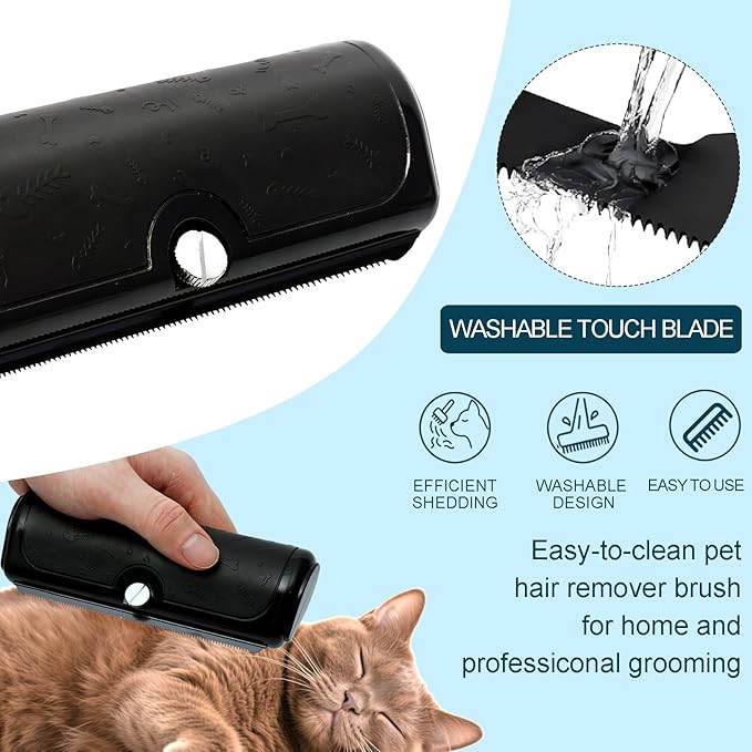 Deshedding Dog Brush, Pet Hair Remover for Dogs, Cats, and Horses, Grooming Tool for Short and Long Hair, Black