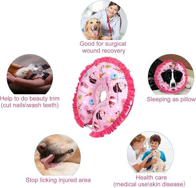 CuteBone Inflatable Dog Collar Alternative for Small/Medium Dogs After Surgery-Double Adjustable Neck Range P23SO00102M