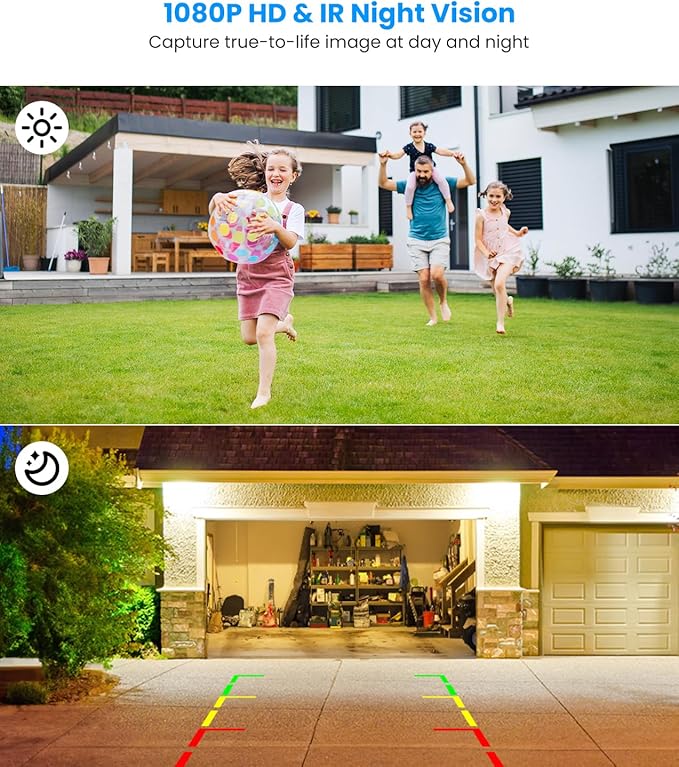 AUTO-VOX Solar Wireless Backup Camera:5" HD 1080P Monitor,3 Mins DIY Installation & 5000 mAh Battery Powered Solar Back Up Camera Systems, IP69K Waterproof Reverse Camera for Car, Van, Truck, Trailer