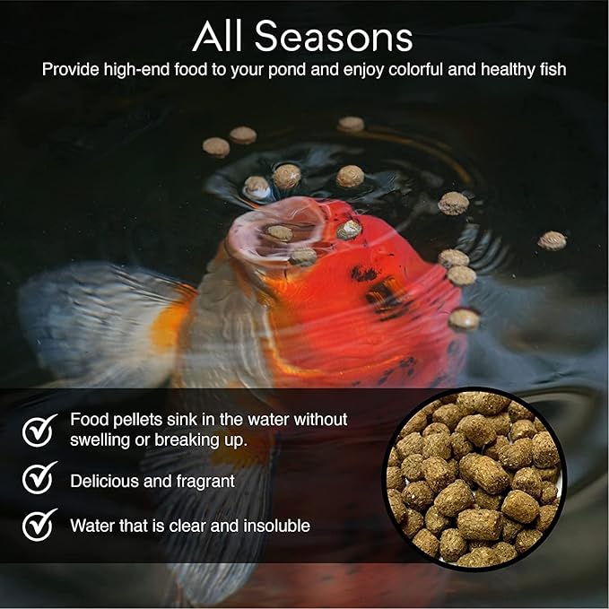 BIG Kahuna Koi Fish Food- 2lbs Food – Made in The USA - Koi Food Floating Pellets – 3/16" - 1/4" Pellet Size – 32% Protein Fish Food – Rich in Nutrients