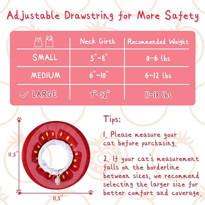 ANWA Adjustable Cat Cone Collar Soft, Cute Cat Donut Collar After Surgery, Kitten Recovery Cones to Stop Licking