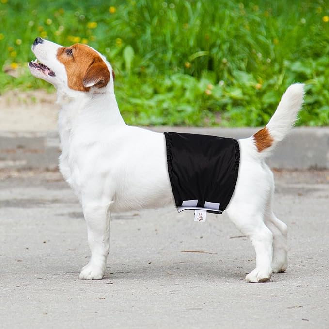 CuteBone Dog Diapers Male Washable Belly Band for Male Dogs Wraps Black 3pcs a Pack DM44S