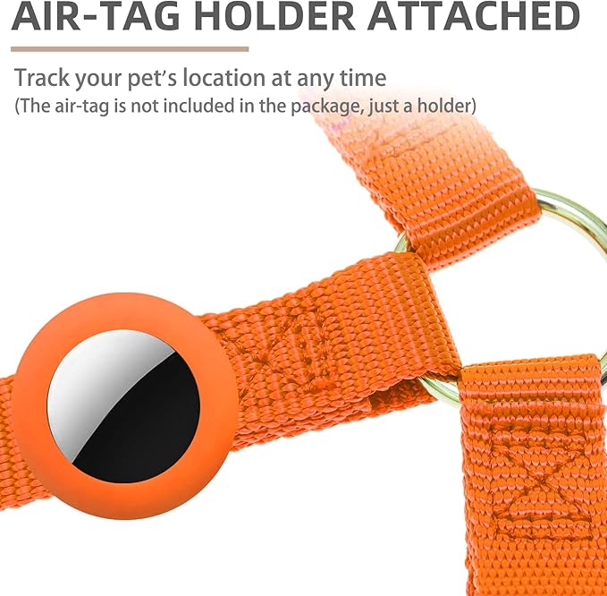 PUPTECK No Pull Dog Harness Soft Adjustable Basic Nylon Step in Puppy Vest Outdoor Walking with ID Tag and A-ir Tag Case, Orange, S