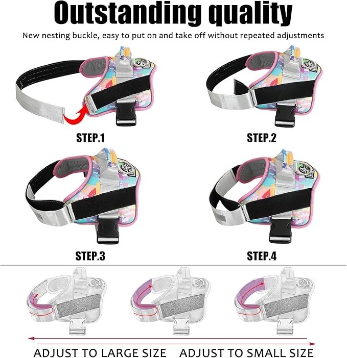 Bolux Dog Harness, No-Pull Reflective Dog Vest, Breathable Adjustable Pet Harness with Handle for Outdoor Walking - No More Pulling, Tugging or Choking (Large (Pack of 1), OilPainting)