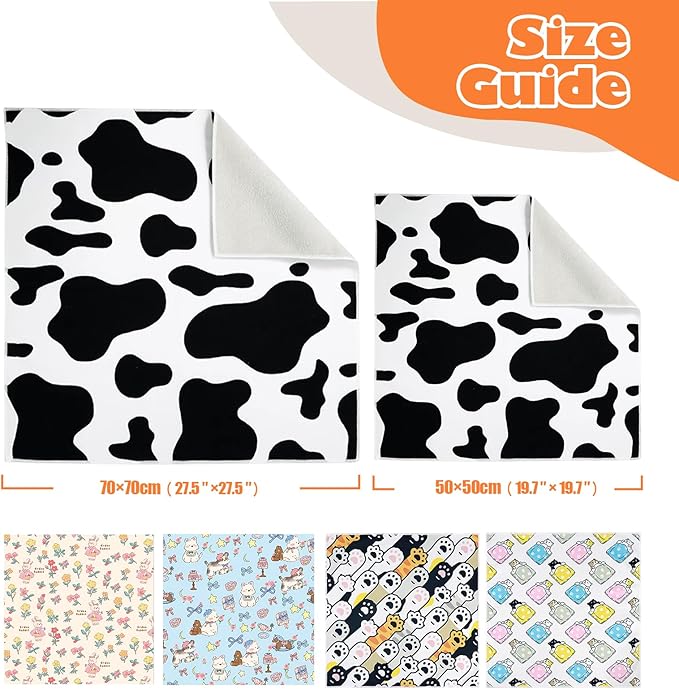 Cat Grooming Wrap, Cat Wrap Self-Adherent, Anti-Scratch Anti-Bite, Anti-Escape Grooming Bag for Cats Nail Clipping, Ear Cleaning, and Teeth Brushing (27.6 × 27.6" Cow Pattern)