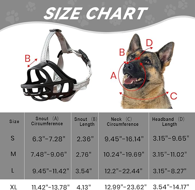 Dog Muzzle, Basket Muzzle for Small Medium Large Dogs, Anti-Biting and Chewing, Lightweight & Sturdy Cage Design, Allows Panting & Drinking, Ideal for Grooming & Training(Black Size XL)