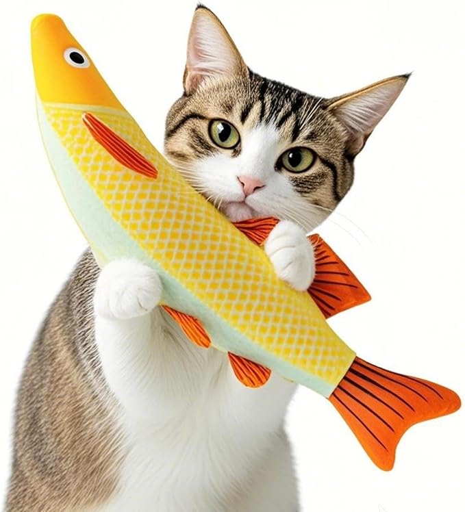 Cat Toys for Bored Indoor Adult Cats - Catnip Toys for Mental Stimulation, Interactive & Durable Kicker Toys for Solo Play, Best for Lazy or Senior Cats (Orange)