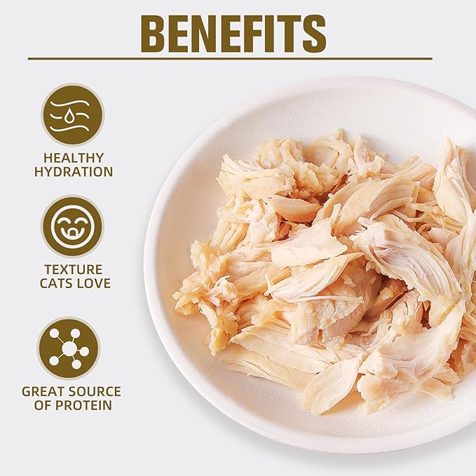 Cat Food Topper for Picky Eaters & Healthy Soft Cat Treat (Chicken), Wet Food with Gravy, High Protein & Limited Ingredient 6 Pack