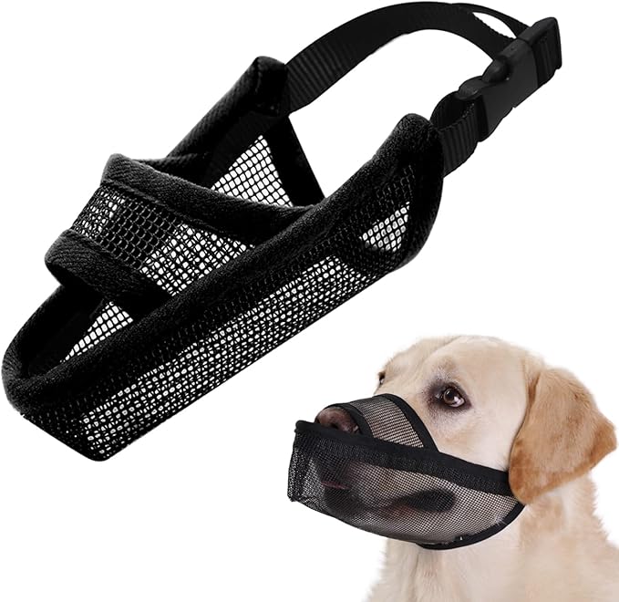 Crazy Felix Nylon Dog Muzzle for Small Medium Large Dogs Dachshund Beagle Poodle Labrador, Air Mesh Breathable and Drinkable Pet Mouth Guard for Anti-Biting Chewing Scavenging (Black,XS)