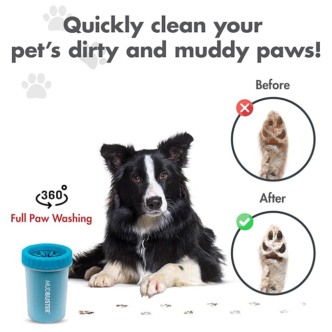 Dexas MudBuster Portable Dog Paw Cleaner, Medium, Blue - Premium Quality Pet Supplies and Accessories