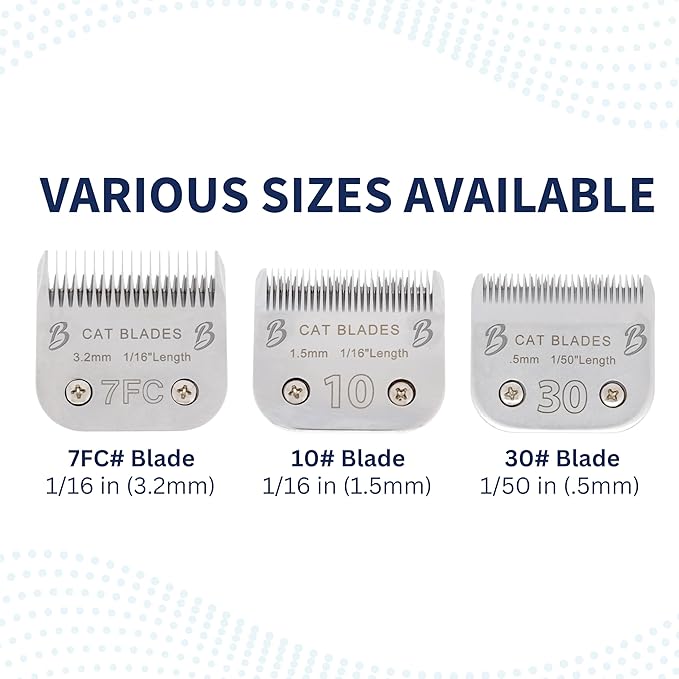 Detachable A Series 7f Blades for Cat Grooming Full Tooth Cuts Length 1/16" - 3.2mm Japanese High Carbon Stainless Steel Cat Grooming Supplies | Compatible A5 Series(7F Cat)