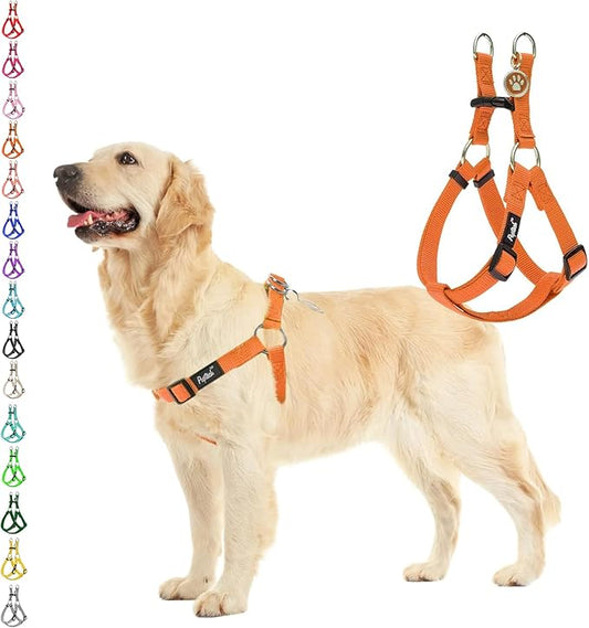 PUPTECK No Pull Dog Harness Soft Adjustable Basic Nylon Step in Puppy Vest Outdoor Walking with ID Tag Orange