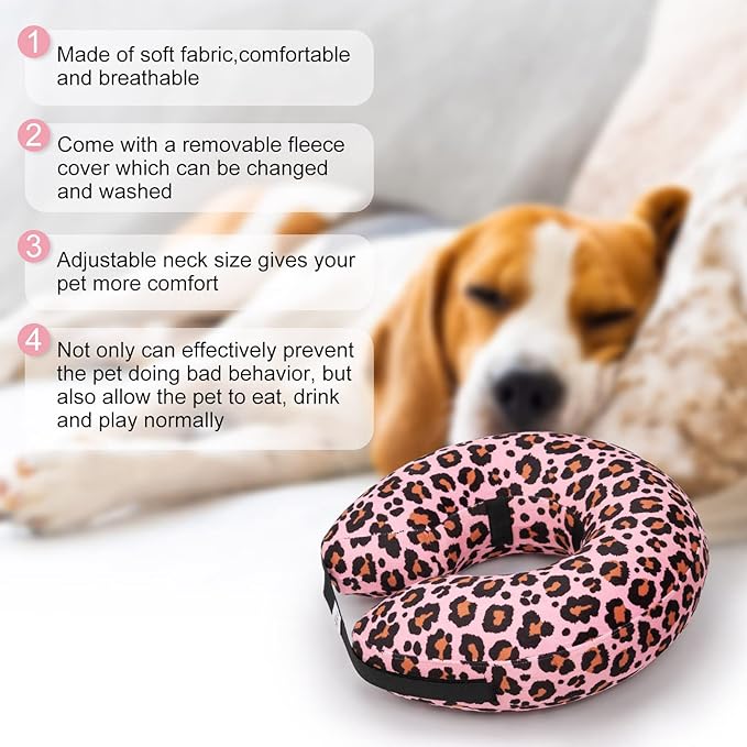 CuteBone Inflatable Dog Neck Donut with Removable Soft Fleece Covers for Small/Medium/Large Dogs and Cats After Surgery GWB10XL