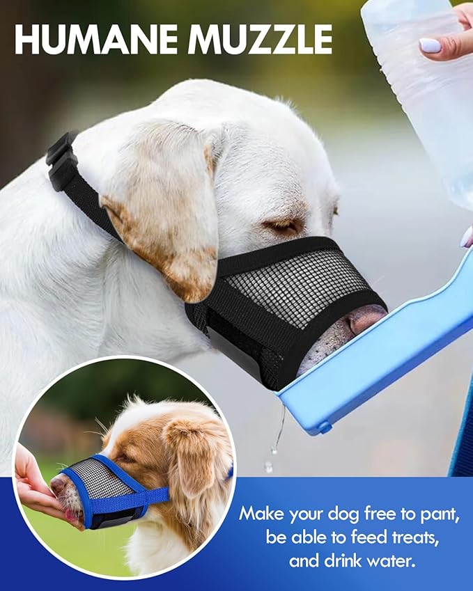 Dog Muzzle, Soft Air Mesh Muzzle for Small Medium Large Dogs Anti Biting Barking Chewing, Breathable Drinkable Adjustable Loop Pets Muzzle for German Shepherd Husky Labrador Retriever (Black,XL)