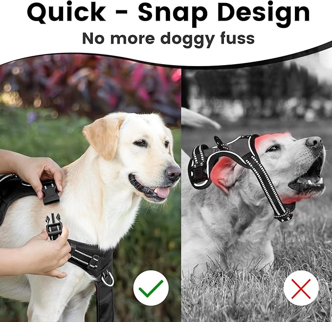 No Pull Dog Harness, Reflective Puppy Vest for Small Medium Large Sized Dog(Black,XL)