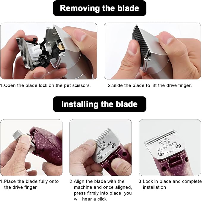 Detachable Pet Dog Clipper Blades, Compatible with Size-10 (1.5mm), Most Oster A5, KM Series Clippers,Made of Stainless Steel Blade 1Pack