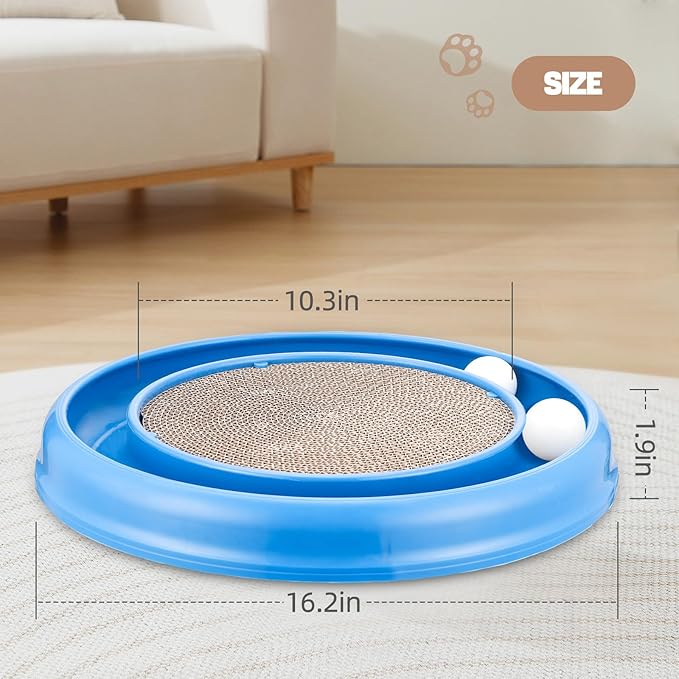 Cat Scratching Board with Balls for Cats Grinding Claw, Round Cat Scratcher Interactive Toy, Cat Ball Track Scratcher Pad for Cats Exercise Play(Grey)