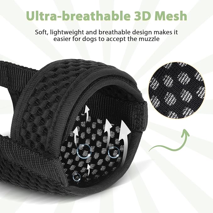 Mayerzon Dog Muzzle with Hook and Loop for Large Medium Small Dogs, Patented Soft Mesh Beagle Labrador Puppy Muzzles for Biting Chewing Grooming, Breathable, Adjustable, Allows Panting Drinking