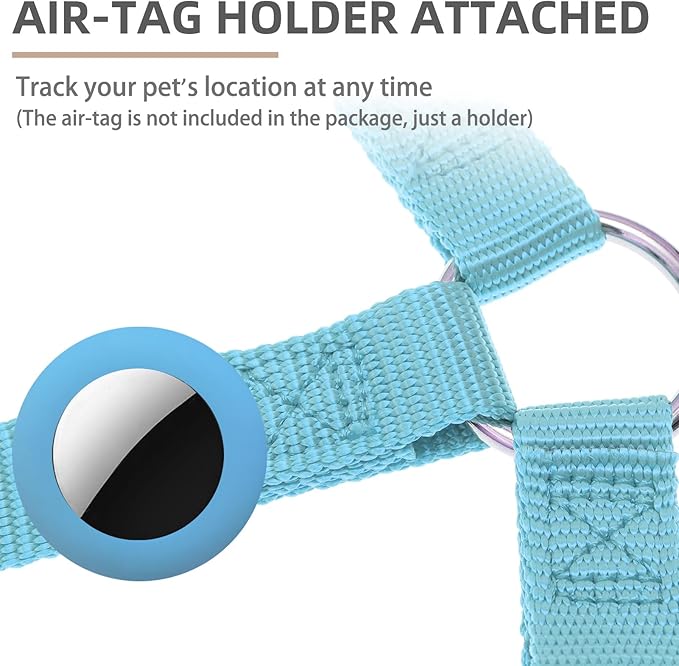 PUPTECK No Pull Dog Harness Soft Adjustable Basic Nylon Step in Puppy Vest Outdoor Walking with ID Tag and A-ir Tag Case, Sky Blue, S