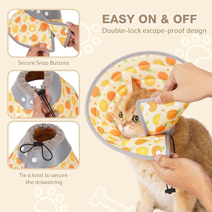 Avont Cat Cone Collar Soft to Stop Licking, Adjustable Foldable Lightweight Kitten Recovery Collar After Surgery for Small Dogs, Elizabeth Cone of Shame Alternative -Orange(S)