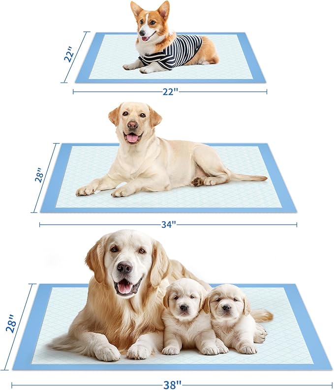 100-Pack X-Large Puppy Pads - 34'' x 28'' Pee Pads for Dogs Potty Training with Leak-Proof Quick-Dry Design, 6-Layer Wee Wee Pads for Dogs, Blue