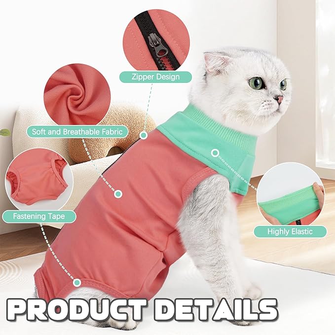 Cat Recovery Suit Female, Breathable Onesie After Surgery Female for Abdominal Wounds or Skin Diseases, Anti-Licking Full Body Cat Surgery Recovery Suit, E-Collar Alternative Wear