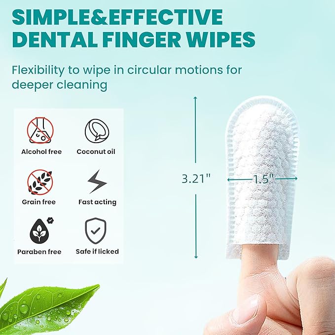 Dental Care Finger Wipes 120 Counts,Teeth Cleaning Finger Wipes for Dogs & Cats,Reduces Plaque & Supports Oral Freshness,Small Animal Stain Removers, Unscented