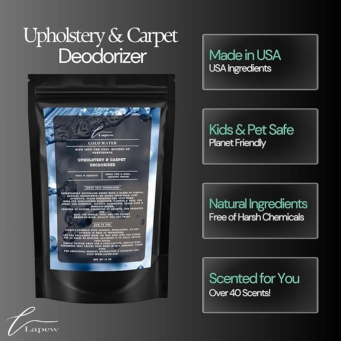 Cold Water Carpet Freshener Powder 16 oz | Powerful Odor Eliminator for Home | Upholstery Deodorizer | Carpet Deodorizer | Pet Urine | Cat Litter Box | Cold Water Fragrance.