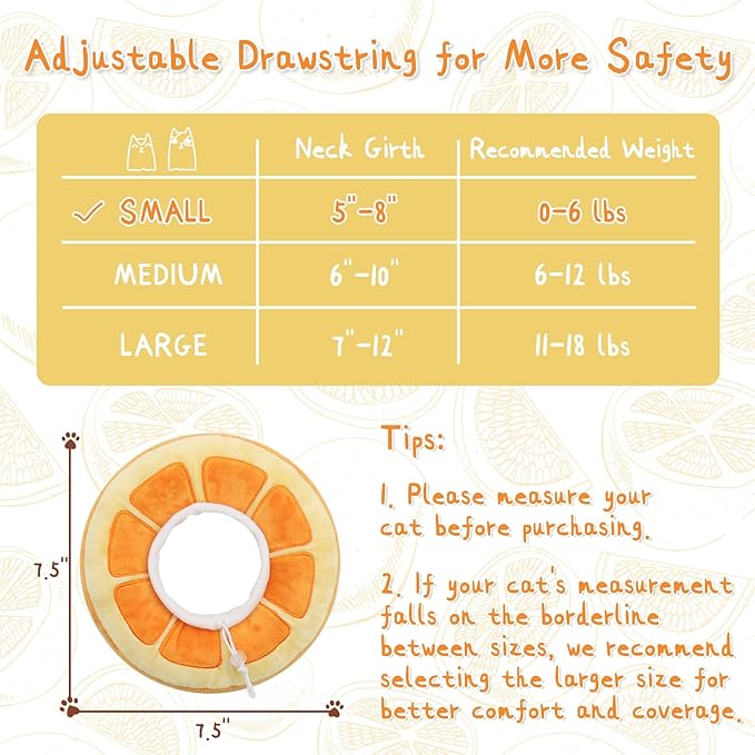 ANWA Adjustable Cat Cone Collar Soft, Cute Cat Donut Collar After Surgery, Kitten Recovery Cones to Stop Licking