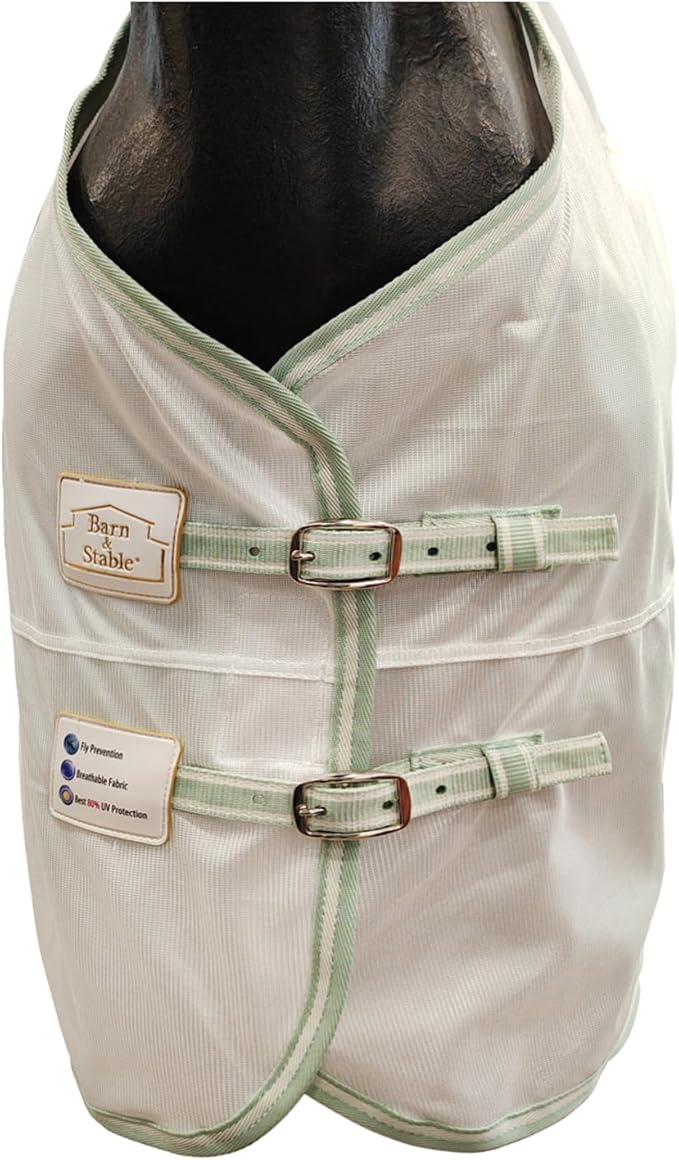 BARN & STABLE Breathable and Tear-Resistant Horse Fly Sheet with UV Protection Equine Summer Sheet Horse Fly Blanket with Removable Web Leg Straps