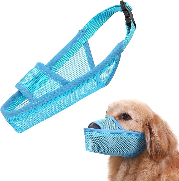 Crazy Felix Nylon Dog Muzzle for Small Medium Large Dogs Dachshund Beagle Poodle Labrador, Air Mesh Breathable and Drinkable Pet Mouth Guard for Anti-Biting Chewing Scavenging(XXS, Blue)