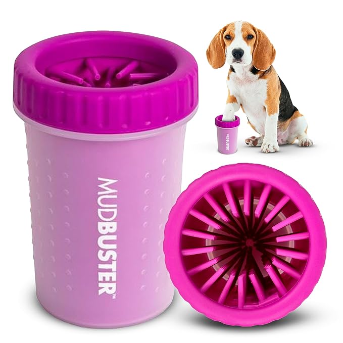 Dexas MudBuster Portable Dog Paw Washer/Paw Cleaner, Medium, Fuchsia