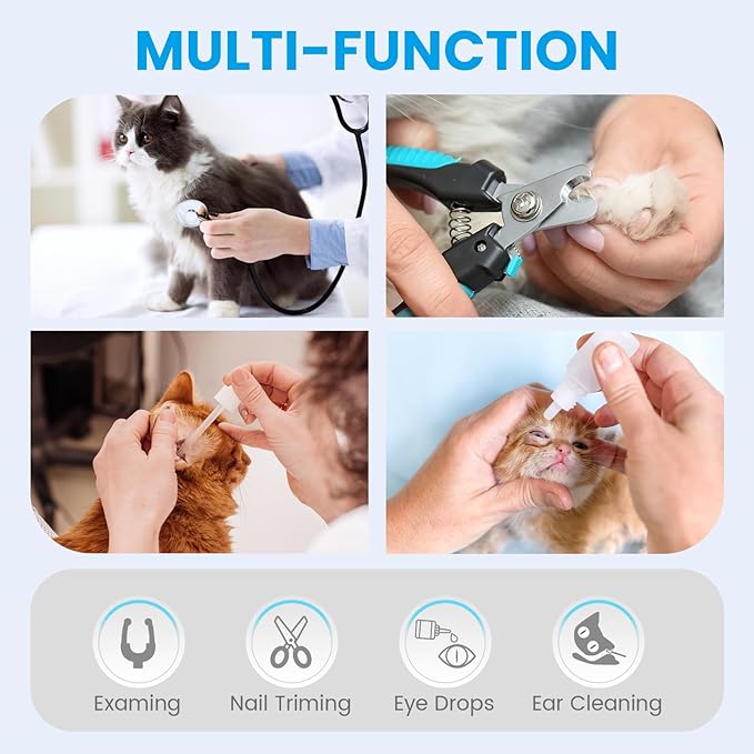 Cinf Cat Bathing Bag, Breathable Mesh Anti Scratch Adjustable Cat Grooming Bag for Nail Trimming, Bathing Soft Cat Washing Bag(Orange Blue) M