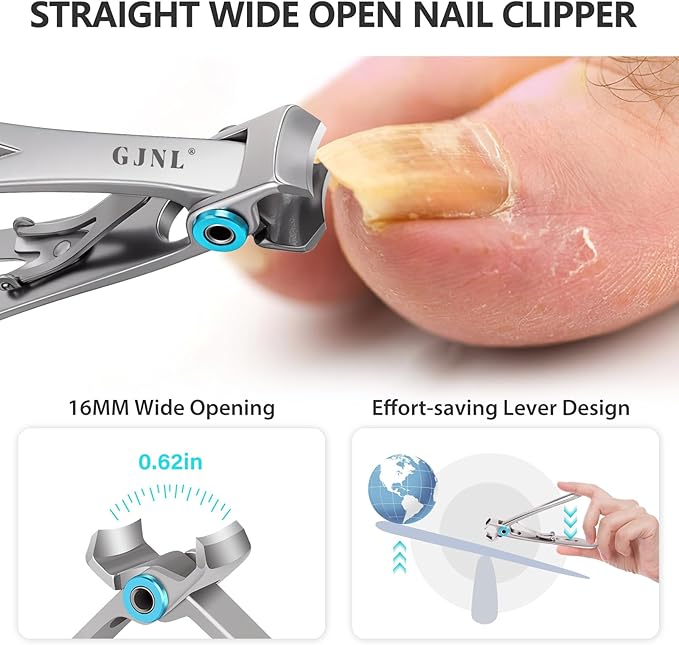 Toe Nail Clippers for Thick Nails - 5PCS Heavy Duty Toenail Clipper for Men, 37mm/16mm Wide Jaw Opening Nail Clippers