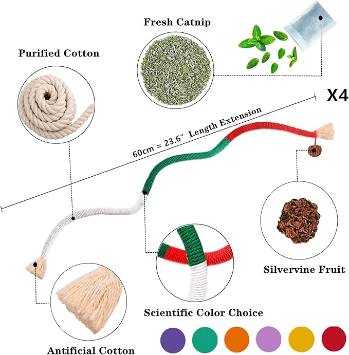 Cat Toys 21PCS Catnip Toy for Indoor Kitten Treat Cats Chew Stick for Dental Cleaning Teeth Kitten Silvervine Rope Kitty Feather Snack for for Kick Molar Scratch Self Play Interactive Boredom