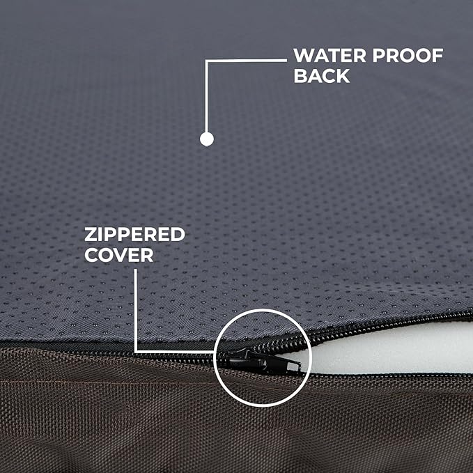 Best Pet Supplies Cute Dog Crate Mat Flat Bed with Waterproof Exterior, Thick Orthopedic Egg Foam Mattress, and Soft Sherpa Fleece Cover for Small, Medium, and Large Breeds - Brown, 24X16X3