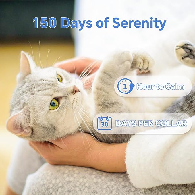 Calming Collar for Cats - 5 Pack, 150-Day Cat Calming Collar, Stress Relief & Anxiety Control for Cats, Calm Collars Cat (3 Blue & 2 Gray)