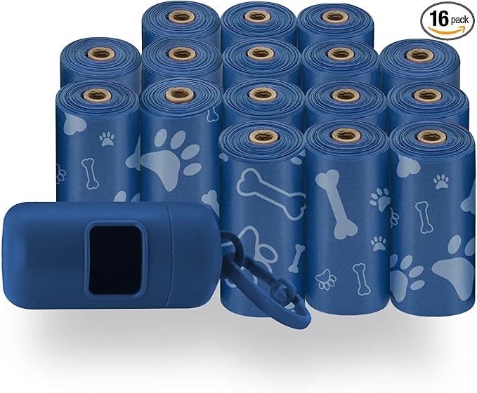 Best Pet Supplies Dog Poop Bags (240 Bags) for Waste Refuse Cleanup, Doggy Roll Replacements for Outdoor Puppy Walking and Travel, Leak Proof and Tear Resistant, Thick Plastic - Royal Blue