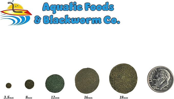 Aquatic Foods Inc. Wafers 3.5mm - 1/8" Intense Color Enhancing Sinking Micro Wafers for All Tropical Fish, Cichlids, Catfish, Plecos, All Bottom Fish, Shrimp, Snails, Crabs, …11oz Small Jar