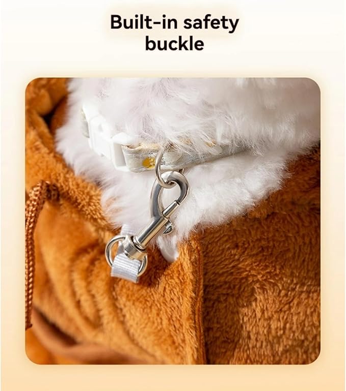 Cat Puppy Costume Plush Outing Backpack Cute Bear Bee Design Anti-Escape Bag for Kitten Cat Small Dog (Bear,Small)