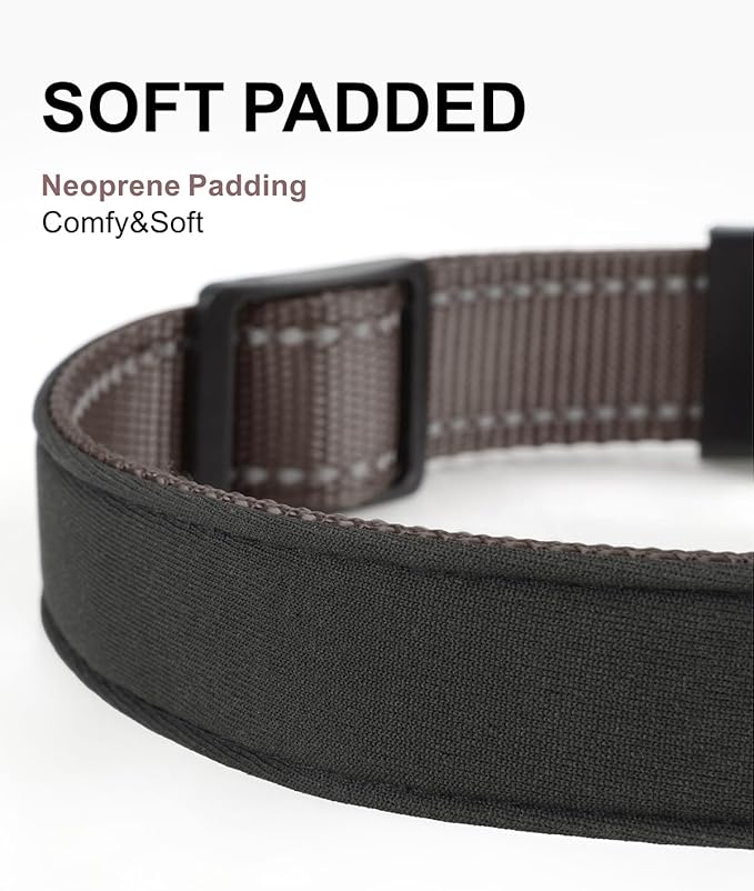 TagME Airtag Dog Collar,Waterproof Reflective Pet Collar with Airtag Holder,Soft Padded and Double D-Rings for Extra Large Dogs,Brown